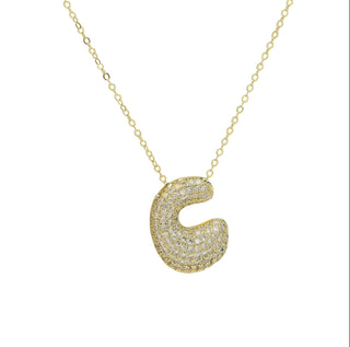 Initial Waterdrop 18K Gold Rhinestone Necklace