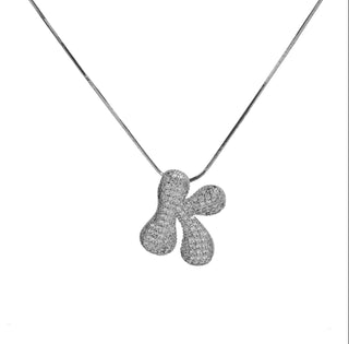 Initial Waterdrop 18K Silver Rhinestone Necklace