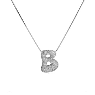 Initial Waterdrop 18K Silver Rhinestone Necklace