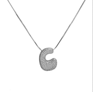 Initial Waterdrop 18K Silver Rhinestone Necklace
