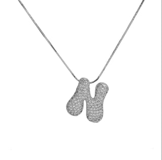 Initial Waterdrop 18K Silver Rhinestone Necklace