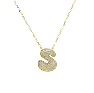 Initial Waterdrop 18K Gold Rhinestone Necklace