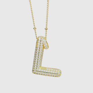 Initial Script Cz Balloon Bubble Gold Necklaces