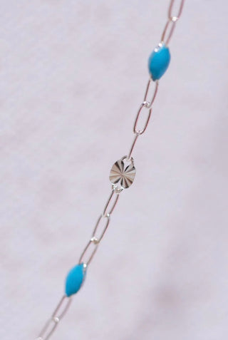 Blue Starburst Enamel Paperclip Chain in Gold