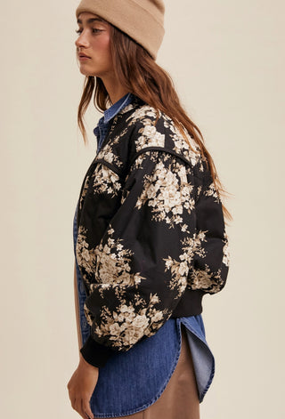 Quilted Floral Bomber Jacket
