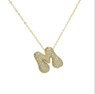 Initial Waterdrop 18K Gold Rhinestone Necklace