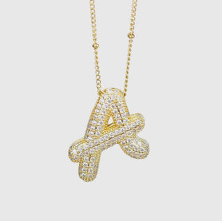 Initial Script Cz Balloon Bubble Gold Necklaces
