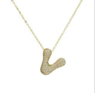 Initial Waterdrop 18K Gold Rhinestone Necklace