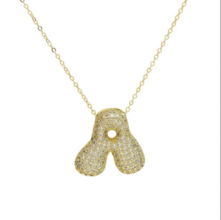 Initial Waterdrop 18K Gold Rhinestone Necklace