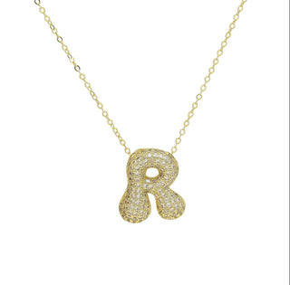 Initial Waterdrop 18K Gold Rhinestone Necklace