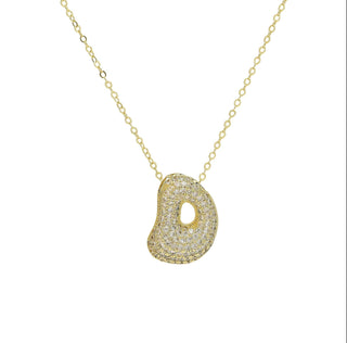 Initial Waterdrop 18K Gold Rhinestone Necklace