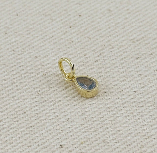18k Gold Filled Birthstone Bezel Drop Charm : Garnet
