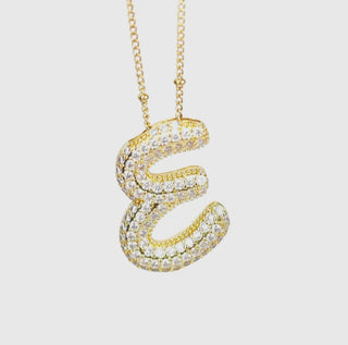 Initial Script Cz Balloon Bubble Gold Necklaces