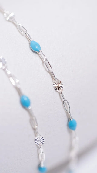 Silver Sunburst Paperclip-Blue Enamel