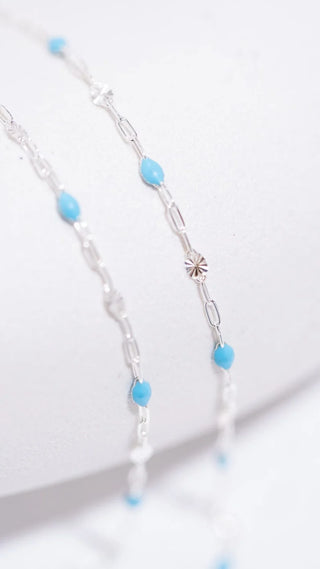 Silver Sunburst Paperclip-Blue Enamel