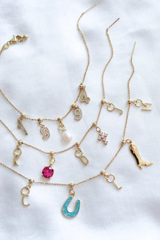 Charm Slide Bracelet Dainty Chain - Gold