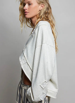 Peace Patchwork Cropped Sweater