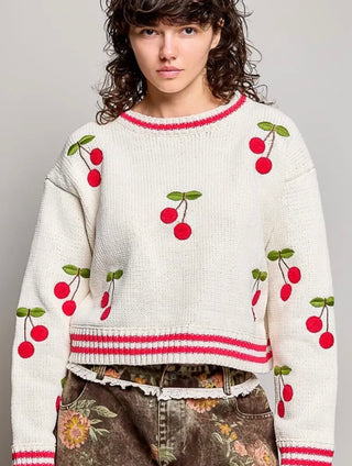 Cherry Crew-Neck Sweater