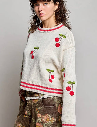 Cherry Crew-Neck Sweater