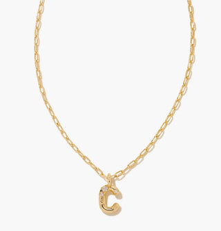 Crystal Letter Gold Short Pendant Necklace