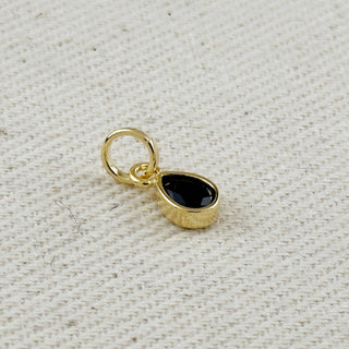 18k Gold Filled Birthstone Bezel Drop Charm : Garnet