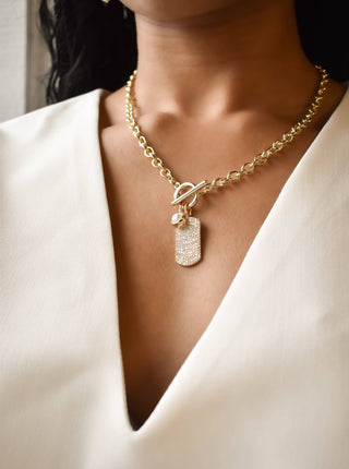 The Sis Kiss - Mini Pave Crystal Dog Tag