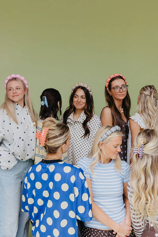 KAXI - GRWM HEADBAND & WRISTBAND SET: PINK & BLUE POLKA DOT / WITH WRISTBANDS