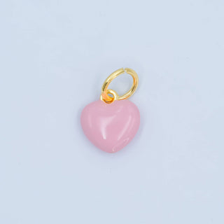 24K Gold Filled Blue, Pink Enamel Heart Charm