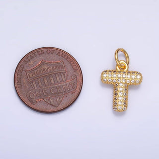 24K Gold Filled CZ Chubby Bubble Balloon Initial Letter Pendant