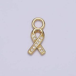 CZ Mini Breast Cancer Awareness Ribbon Charm