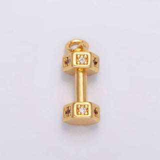 Micro Paved CZ Barbell Dumbbell Charm