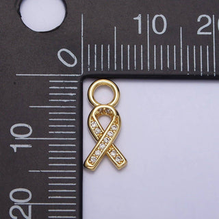 CZ Mini Breast Cancer Awareness Ribbon Charm