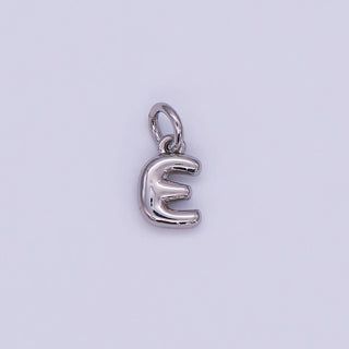 Micro White Gold Filled 10mm Initial Letter Bubble Charm in Silver