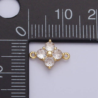 18K Gold Filled CZ Clover Flower Connector in Silver