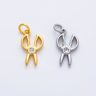 18K Gold Filled CZ Scissor Open Charm