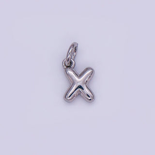 Micro White Gold Filled 10mm Initial Letter Bubble Charm in Silver