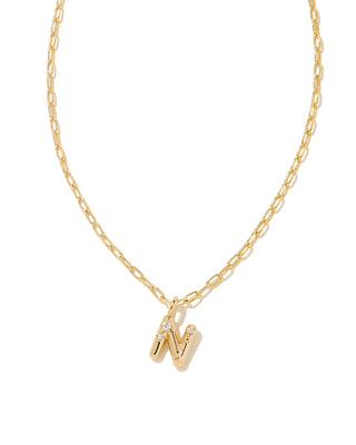 Crystal Letter Gold Short Pendant Necklace
