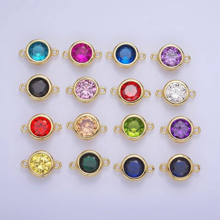 14K Gold Filled Birthstone CZ Round Bezel Connector