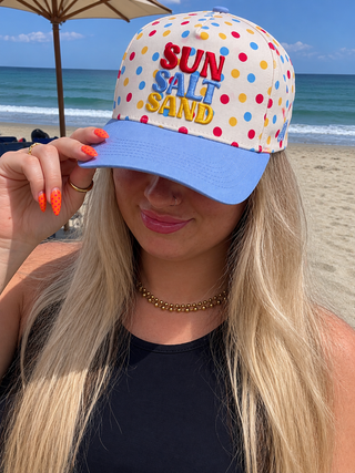 Multicolored Sun Salt Sand Polka Dot Cap