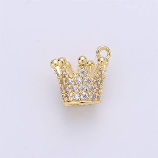 Dainty CZ Micro Pave Gold Crown Charm in 24k gold Filled