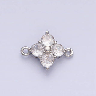 18K Gold Filled CZ Clover Flower Connector in Silver