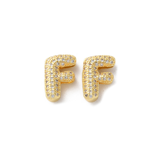 Mini Gold Slider Rhinestone Bubble Initial Charm