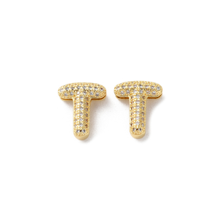 Mini Gold Slider Rhinestone Bubble Initial Charm