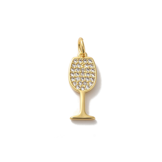 Gold CZ Wine Glass