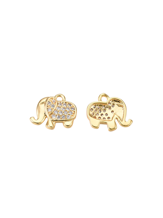 Gold Micro Pave Cubic Zirconia Elephant Charm