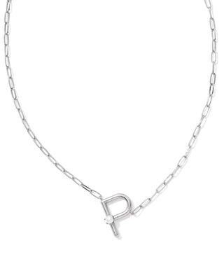 Pearl Silver Letter Short Pendant Necklace