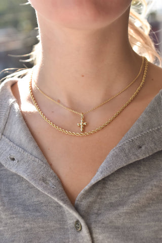 The Sis Kiss - Mini Hope Cross Charm: Gold