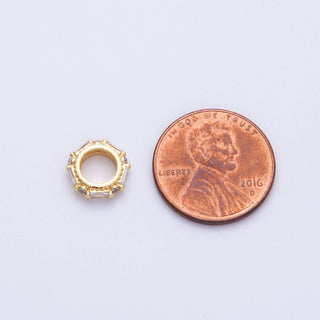 14K Gold Filled 9.8mm Clear CZ Baguette Round Rondelle Spacer Bead