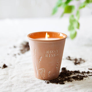 Rosy Rings - Basil Orange Garden Pot Candle + Plantable Seed Dust Cover