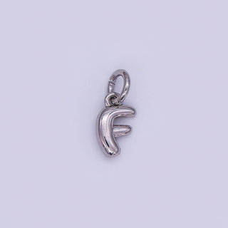 Micro White Gold Filled 10mm Initial Letter Bubble Charm in Silver